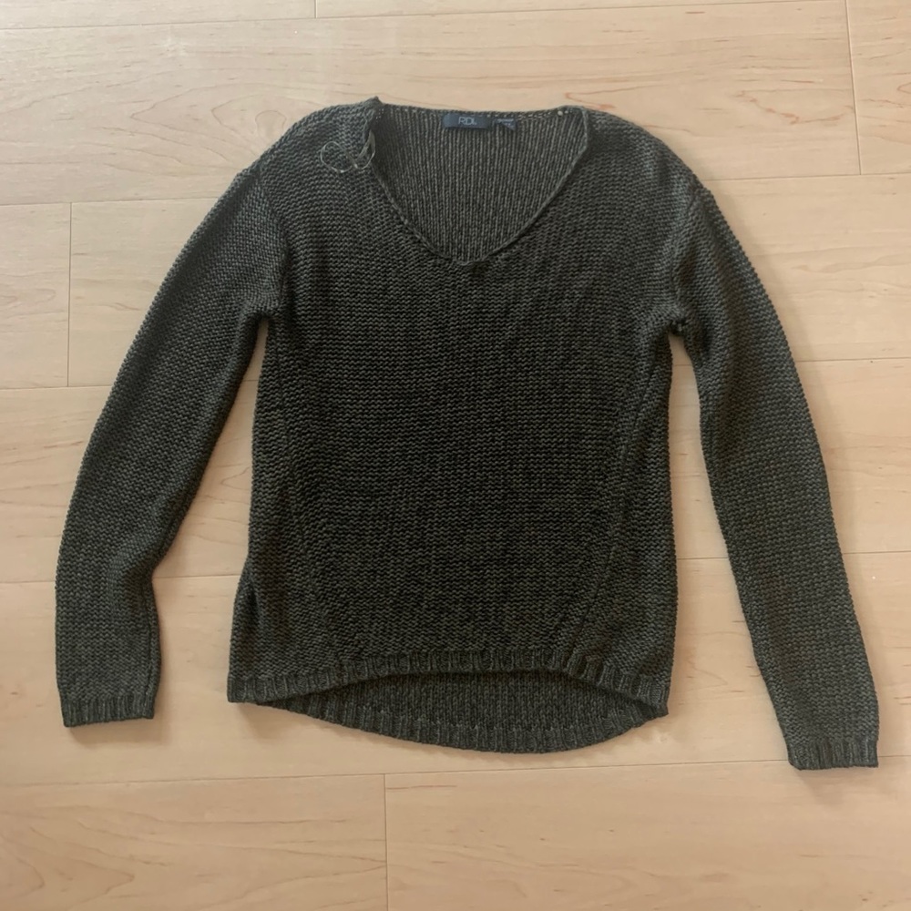 2 for $25 RDI Dark Green V-Neck Sweater - XS
